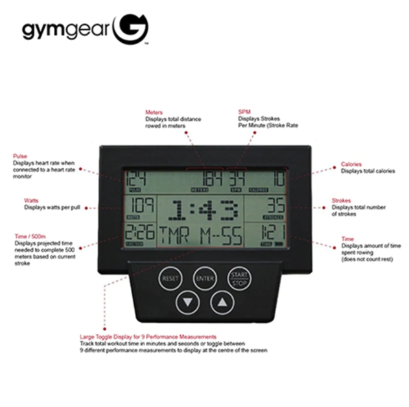 GymGear Blade 2.0 Rower Display Controls
