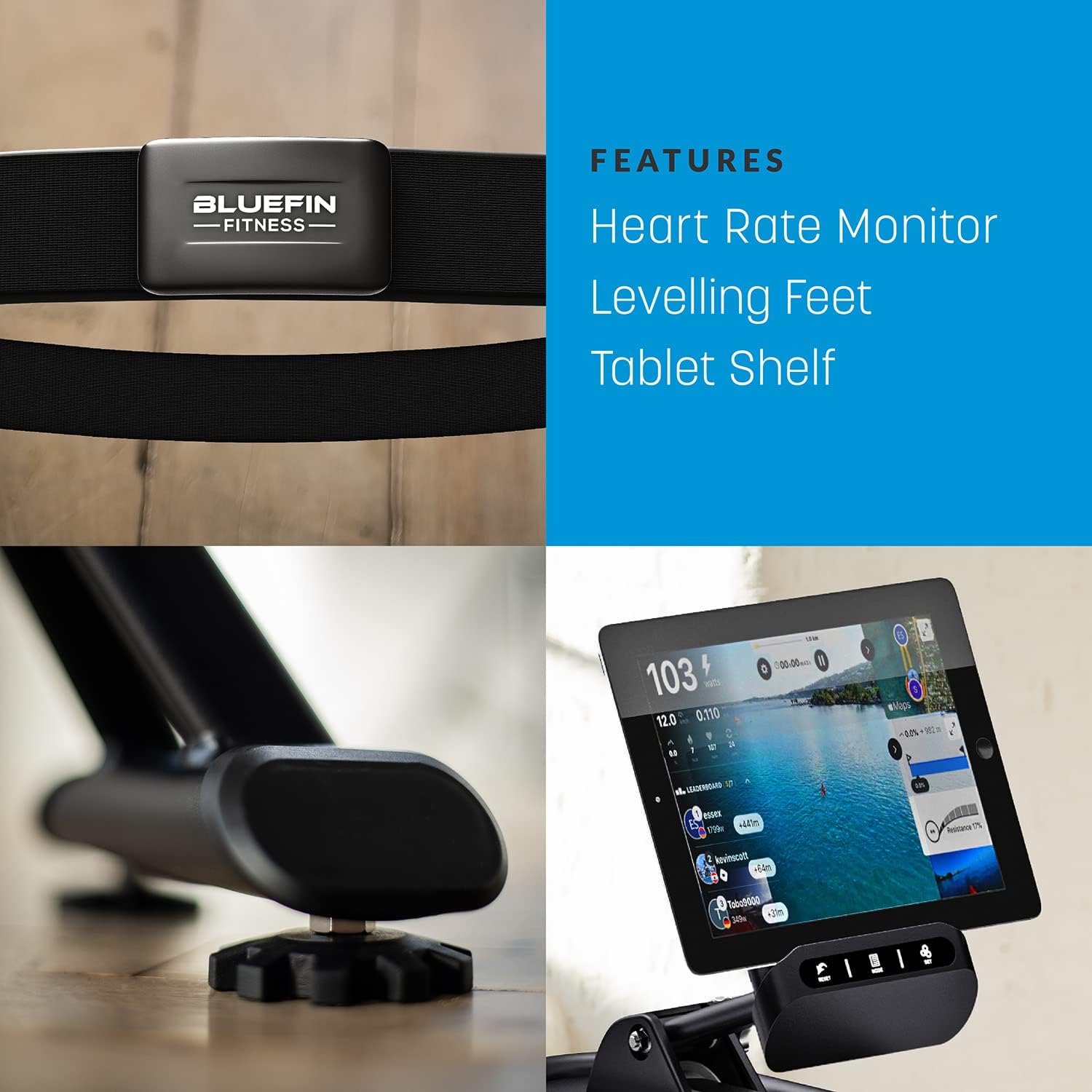 Bluefin Blade Aqua M-1 Water Resistance Rowing Machine - Heart Rate Monitor